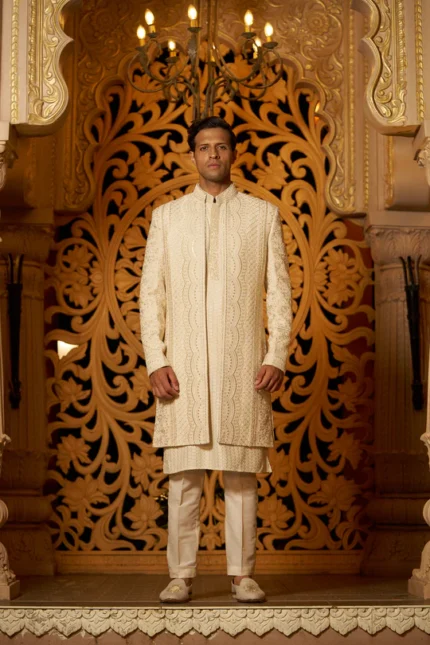 Velvet Sherwani With Embroidery